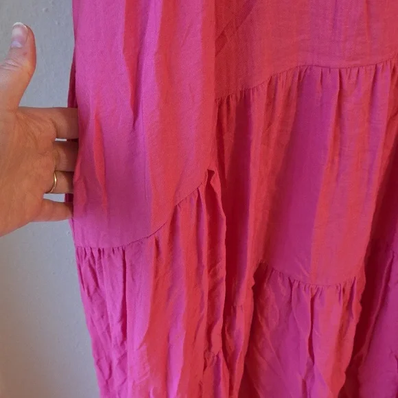 Maeve By Anthropologie Marlene Tiered Pink Maxi Dress Size L Sleeveless - Picture 6 of 10